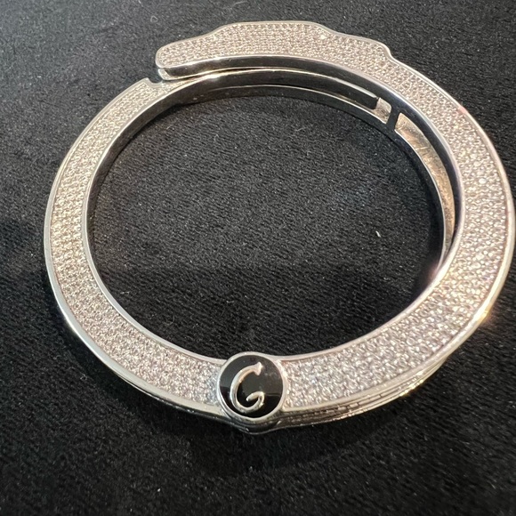 Sterling silver dipped stainless steak Swarovski Crystal GLD Shop Bracelet. - Picture 7 of 8